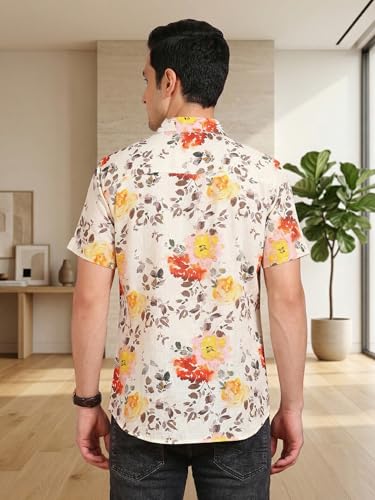 Image of Yash Gallery Men's Cotton Warli Print Shirt Collar Regular Shirt