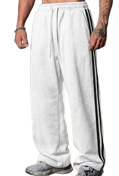 H-Venice Men's Baggy Track Pants | 100% Cotton Loose Fit Joggers | Full Elastic Waist Open Bottom Sweatpants | All Season Wear | S to 3XL (Himalayan Grey) (in, Numeric, 40, Regular)-picture-50