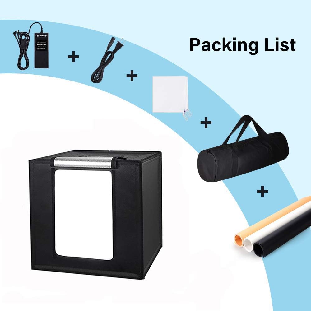 Lightbox, GLZ 32x32 Inch Photo Studio Light Box Shooting Tent Kit with Dimmable and Movable LED Lights, Carry Bag and 6 Color backdrops for Photoshoot (White Black Orange Blue Green Red)