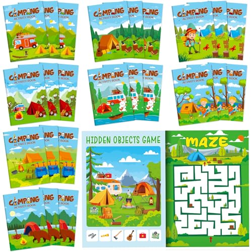 Kosiz 24 Pcs Camping Party Favors Activity Books Bulk, Mini