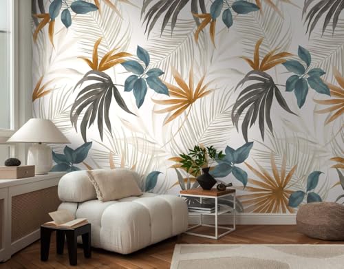 Papel pintado palmeras TNT para crear un salón exótico y luminoso en tonos crema 5