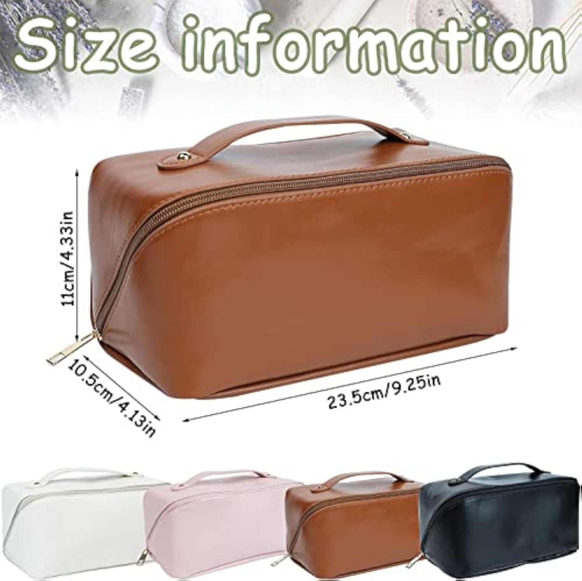 Portable Leather Makeup Travel Bag, Cosmetic Organizer
