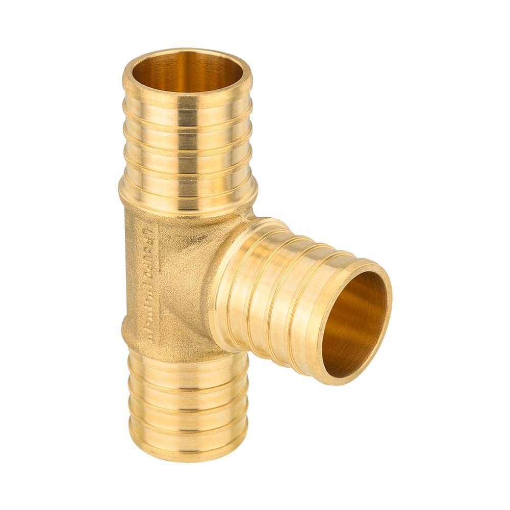 10-pak EFIELD Barb Crimp Pex 2,5 cm x 2,5 cm x 2,5 cm Tee mosiężne złączki do rur Pex/przyłącza rur, ASTM F1807