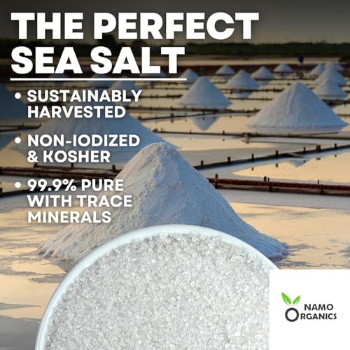 Image of Namo Organics - Pure Sea Salt 500 - Natural, Unrefined, Mineral-Rich Pure Sea Salt for Cooking, Baking, Seasoning & Health - Non-GMO, Gluten-Free, Kosher Certified 900g