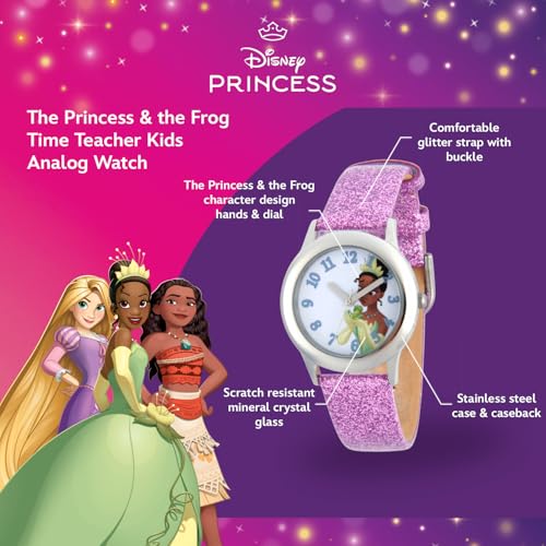 Disney Girl's 'Tiana' Quartz Stainless Steel and Leather Watch, Color:Purple (Model: W002979)2