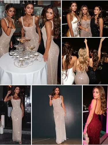 Image of Figdaw Glitter Mesh Bodycon Dress for Women Beach Vacations Birthday,Bachelorette Party
