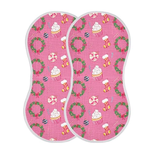 xigua Colorful Christmas Wreaths Muslin Baby Burp Cloths Set of 1, Super Soft & Absorbent Burping Rags, Cotton Burp Clothes Shower Gift for Newborn, Baby Girls and Boys2