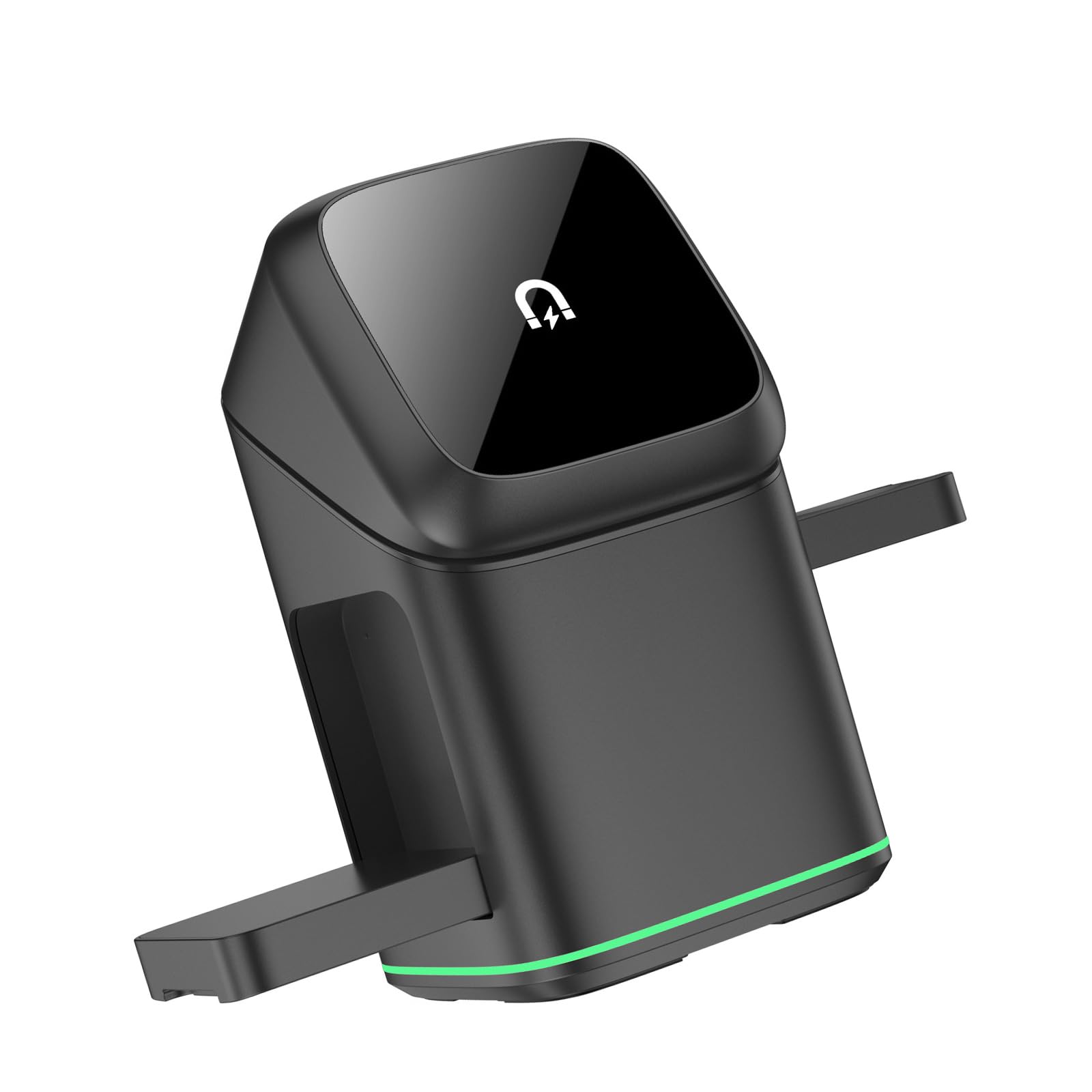 Stazione Magnetica Rotante in Metallo con Ricarica Veloce da 15 W per dispositivi Multipli Telefono Auricolare Smartwatch Metallo per Ufficio Veloce