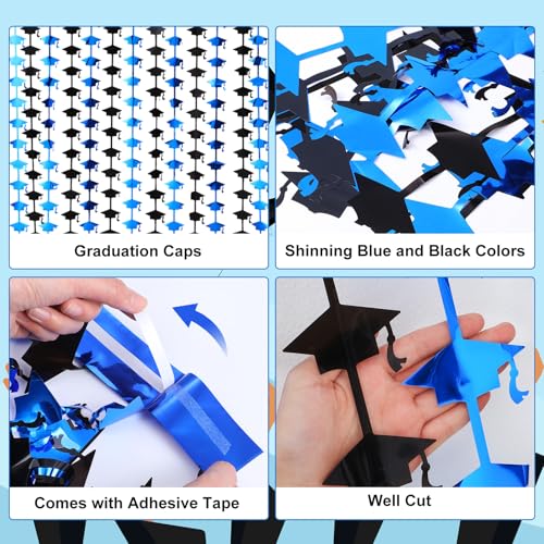 Decoración Cortinas Foil Azul y Negro Graduación 3.3x6.6 ft miniatura 3