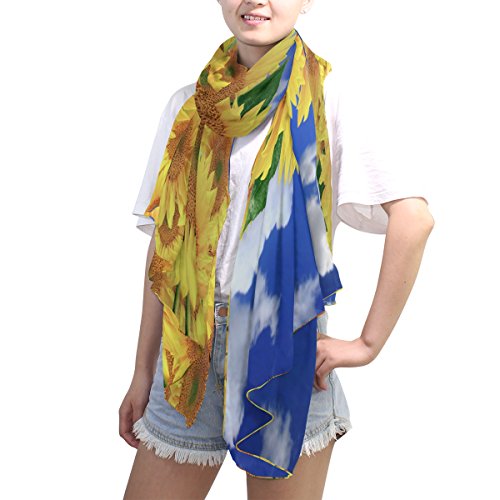 Use4 Fashion Lightweight Sunny Sunflower Floral Chiffon Silk Long Scarf Shawl Wrap4