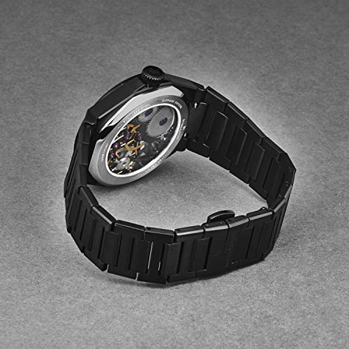 Manager Men's 'Revolution' Black Dial Black Stainless Steel Bracelet Hand Winding Watch MAN-RM-09-NM3