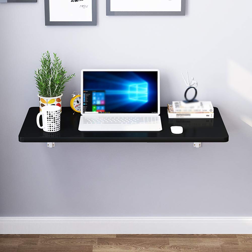 Table pliante à abattant murale noire 80x40 bureau gain de place