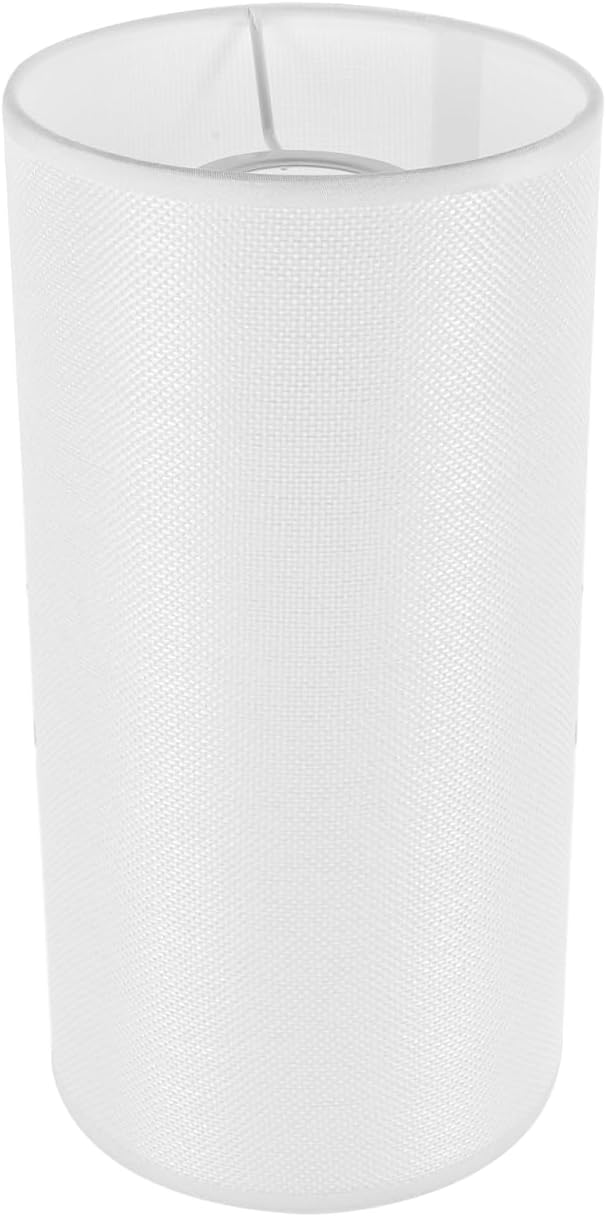 White Linen Cylinder Lamp Shade, 11" Tall Slim Drum Lamp Shade Replacement for Table & Floor Light, Modern Fabric Lampshade with E27 Socket & Iron Frame, 5.5" Diameter