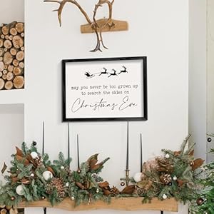 Farmhouse Framed Christmas Wall Decor Sign 12”x16.5” May You Never Be Too Grown Up To Search The Skies On Christmas Eve Wall Art for Christmas Decorations Home Decor (Black) Farmhouse Framed Christmas Wall Decor Sign 12×165 May You Never Be Too Grown Up To Search The Skies On Christmas Eve Wall Art for Christmas Decorations Home Decor Black