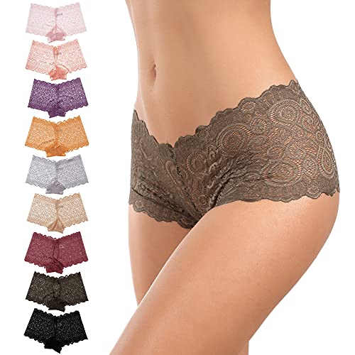 Alyce Intimates Pack Of 10 Womens Lace Boyshort Panty, Regular To Plus Size #TOP4