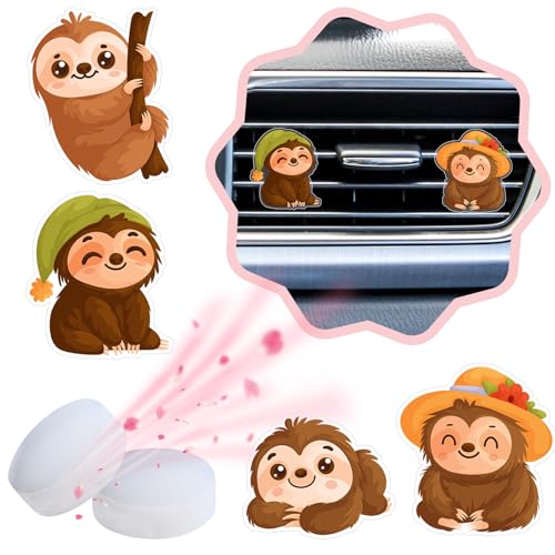 Image of 32 Pcs Sloth Car Freshener Air Vent Clips for Women Funny Cute Freshener Air Conditioner Vent Clip for Car Accessories Cartoon Animal Automotive Interior Decoration Gifts