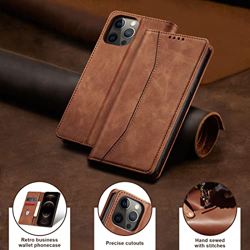 Image of Jasonyu Flip Wallet Case for iPhone 12 Pro Max,Brown