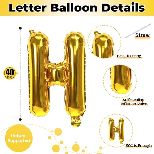 Image of 40 Inch Gold HOME Balloon Letters for Housewarming Party Decorations, Large Metallic Gold Chrome New Home Sweet Welcome Balloon Banner Sign for Real Estate Open House Warming Homecoming Party Decor
