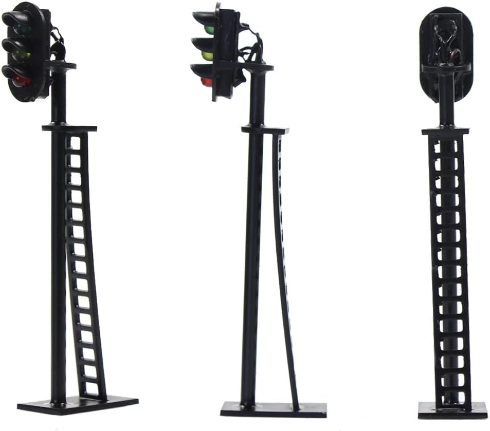 JTD04 5pcs Model Railway 3-Light Block Signals G/Y/R HO Scale 6.8cm 12V Led New