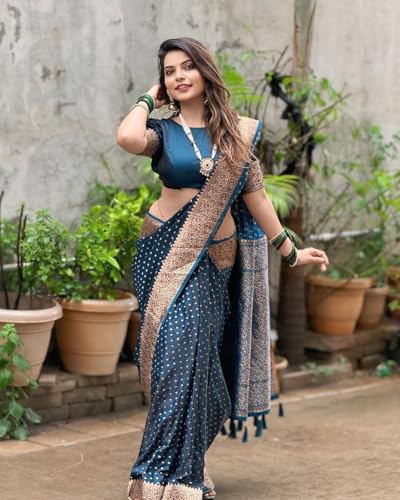 Image of Women's Kanjivaram Soft Silk Banarasi Saree With Blouse Piece | Banarasi Sari For Women | Saree with Blosepiece