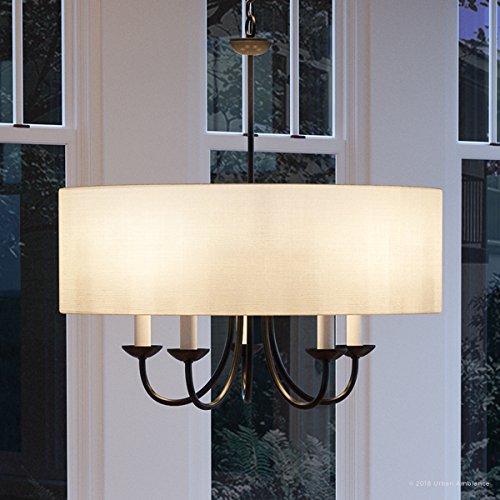Urban Ambiance Luxury Transitional Chandelier, Medium Size: 21.125" H X 21.625" W, With Provencial Style Elements, Olde Bronze Finish And White Textured Shade, Uhp2281 From The Aurora Collection #TOP19