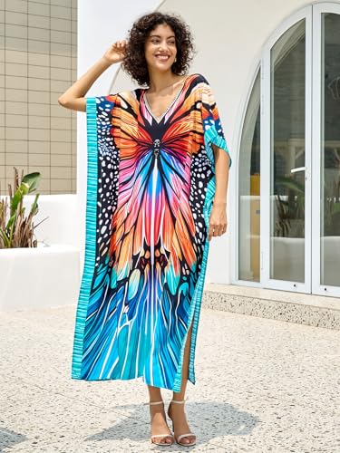 Image of NFVNKJ Women's Plus Size Beach Lounge Kaftan Maxi Dress Swimsuit Coverup for Women