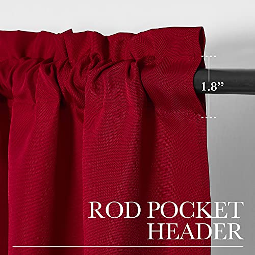 Nicetown Window Valances For Kitchen, Solid Rod Pocket Waterproof Farmhouse Short Small Curtain Valance For Living Room/Bedroom/Christmas, 52" Width X 18" Length, Red, 4 Pieces #TOP3