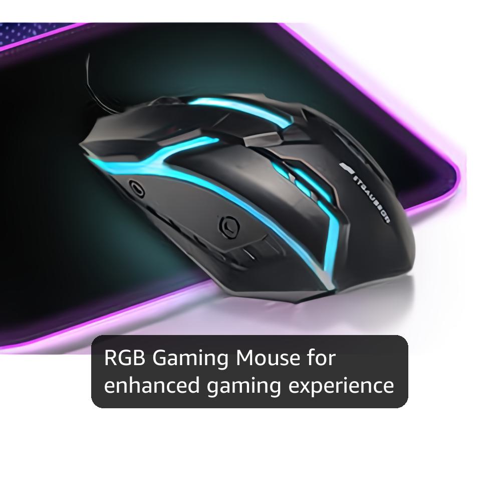 STGAubron Gaming PC Desktop Computer, Intel Core i7 up to 3.9GHz, Radeon RX 580 8G, 16G RAM, 512G SSD, WiFi 6, BT 5.0, RGB Fan x6, Windows 11 Home