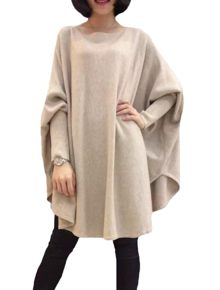 FTCayanz Damska tunika z rękawami typu nietoperz, plus size, bluzka, sweter