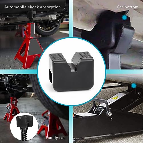 Image of gunhunt 4 PCS Car Jack Pad Adapter, Rubber Anti-Slip Waterproof Jack Stand Protector, Universal Slotted Frame Protector for Jack Stand (Black)
