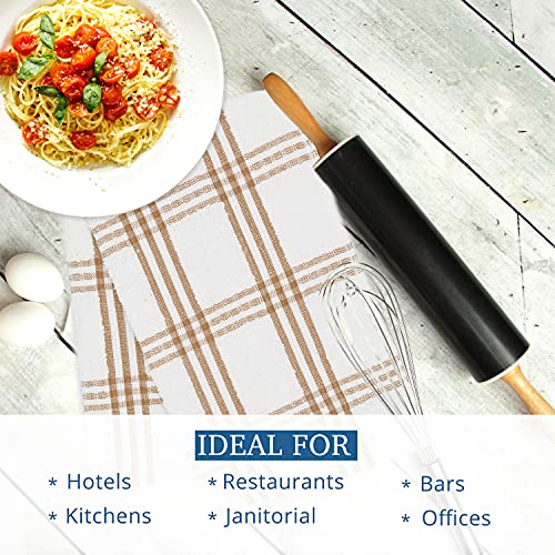 Dan River Premium Kitchen Towel Ultra Soft High Absorbent Washable And Reusable 100% Cotton Pack Of 12 Lint Free Cleaning Washcloth For Dishes | 16X26 Inches | Tan Color #TOP4