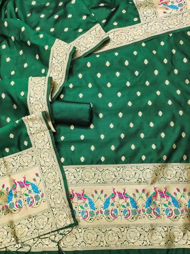 Image of DEVANGI Women's Pathni Banarasi Silk Unstitched Salwar Suit Dress Material With Dupatta