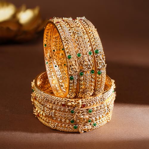 Image of Rubans Bangles Set Gold Plated Traditional Ethnic Stylish Trendy Jewellery Gift for Women & Girls