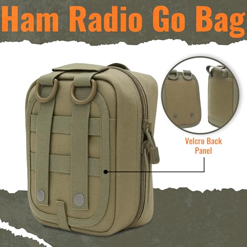 Ham Radio Go Bag in Green Color with Tear-Away Hook and Loop Back - Molle Compatible, Multi-Pocket Design for Radios, Cables, and Gear. Radio Bug Out Bag works as a Survival Radio Kit - Image 4