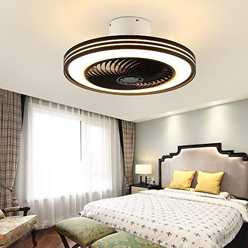 Iyunxi Black Ceiling Fan With Lights And Remote,Invisible Blades Modern Ceiling Fans,20Inch Low Profile Enclosed Ceiling Fan Light Kit,72W Led Fandelier For Kids Bedroom,Dimmable 3 Colors 3 Speeds #TOP7