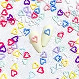 300Pcs Heart Nail Charms 3D Nail Charms Love Nail Art Rhinestone Colorful Acrylic Resin Hollow Heart Nail Supplies Hearts Design Nail Accessories for Women Craft DIY Manicure Decor Valentines
