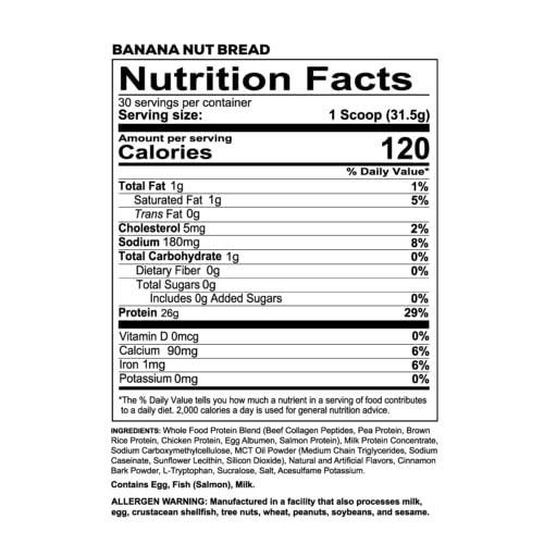 Image of REDCON1 MRE LITE Whole Food Protein Powder, Banana Nut Bread - Lactose Free & Sugar Free Meal Replacement with Animal Protein Blends - Easy to Digest Formula - Only 1g Carb per Serving (30 Servings)
