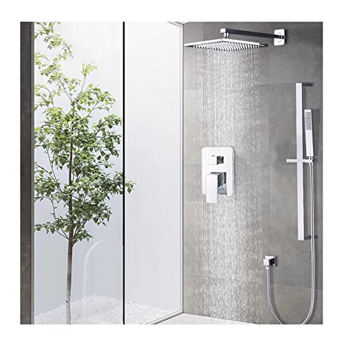 Système de douche complet avec pomme de douche à main et mitigeur mural de pluie 10"