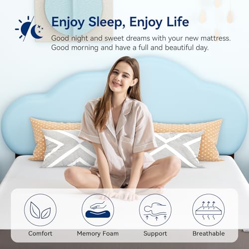 Image of Amazon Basics Breathable Memory Foam Mattress, Soft Plush Feel, 6 Inch, Queen, White /Grey, 80 x 60 x 6 inches (LxWxH)