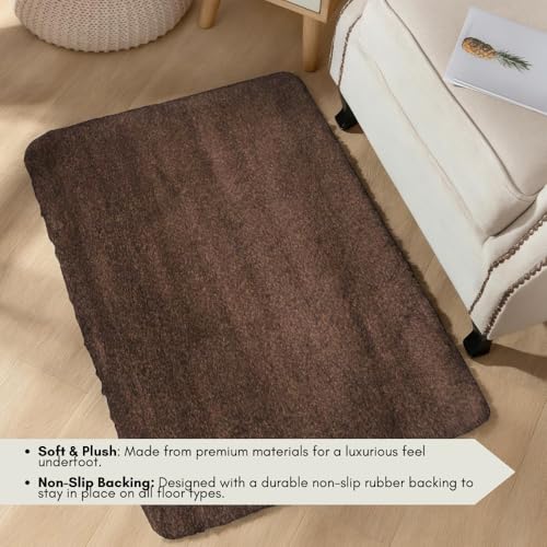 Image of Carpet for Hallway, Kitchen, and Modern InteriorsCarpetCozy Shag Runner for Living Room, Bedroom & Office Decor ETC Size 16x24 Inch, Patten-Solid Coffee