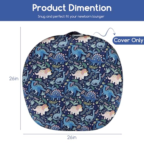 Image of Newborn Lounger Cover for Boys Girls, Soft Comfortable Baby Lounger Cover 1 Pack Reversible Removable Fleece Slipover for Infant Lounger Pillow, Dinosaur (Cover Only)