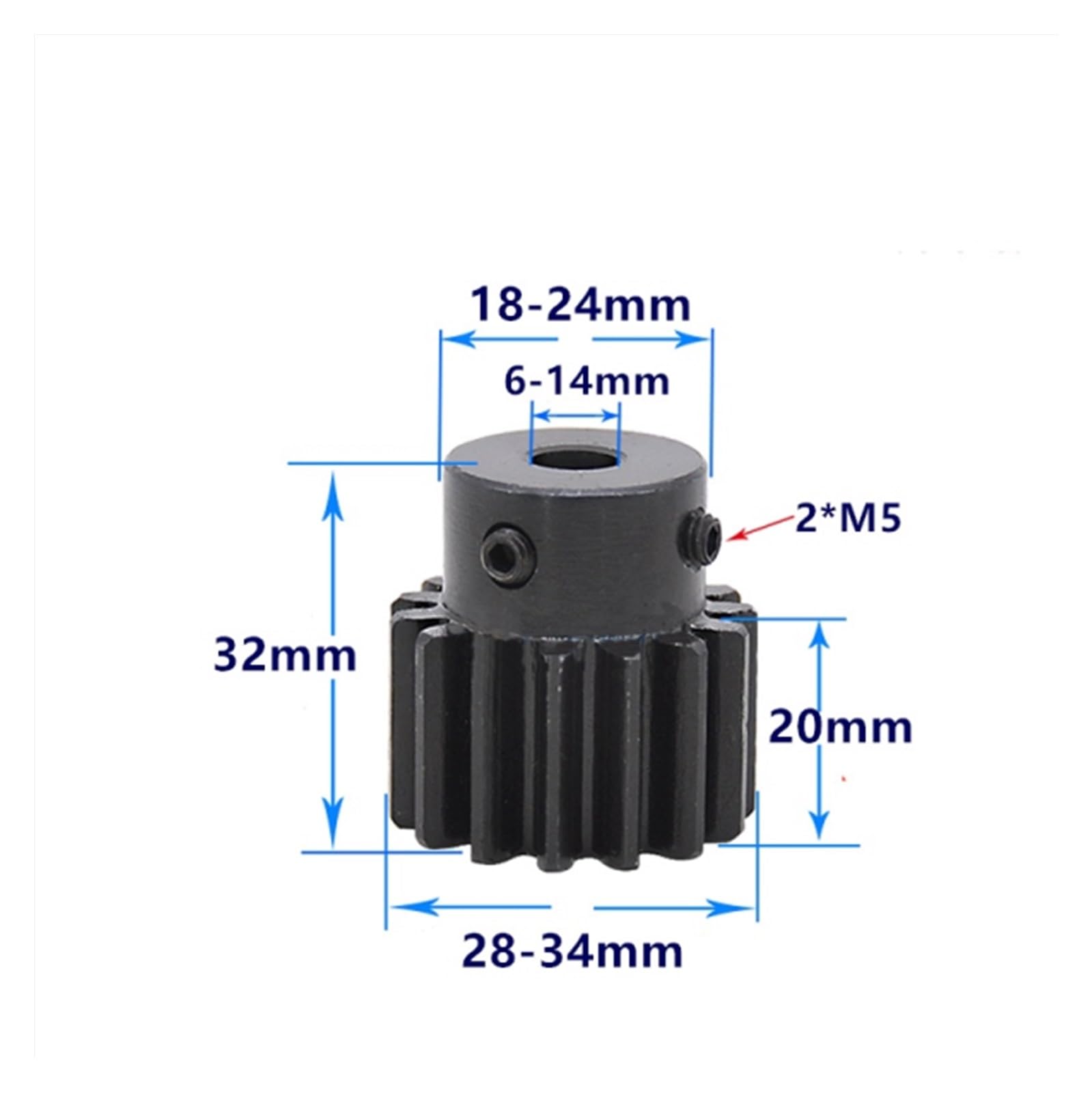 Bevel Gear Pinion Hardware Mechanical Spur Gear Pinion Mod 2 M=2 12T 13T 15T Teeth 45# Steel Positive Gear CNC Gear Rack Transmission Motor Gears 12teeth(8mm-12 Teeth)