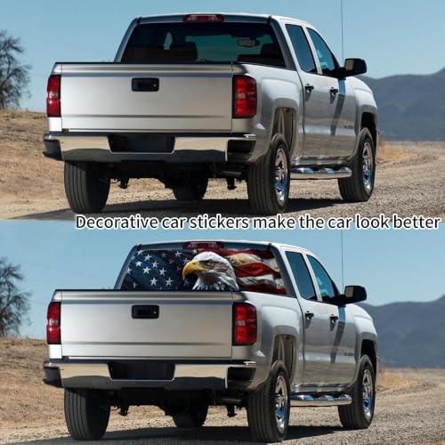 Image of Rear Window Decals for Trucks - 65x17.3 in Back Window American Flag Decals Fit Most Pickup Trucks SUV, Vinyl Back Window Decal Truck Rear Window Graphics for Personalized