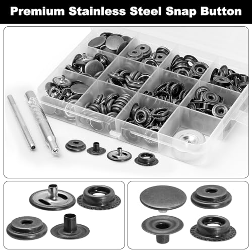 Miniatura 3 de Amentalove 260pcs Corchetes De Presion Metalicos,15mm Botones De Presion, Botones A Presion, Kit Cierre A Presión Con 3 Herramientas, Corchetes De Presion Metalicos Para Bolsos Jeans Ropa Tela
