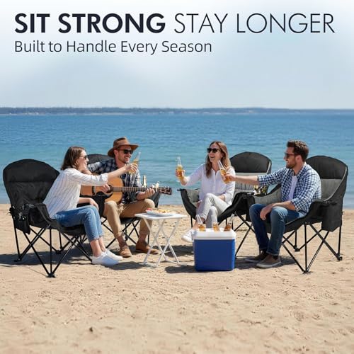 Image of Oversized Camping Chair for Adults 2 Pack - Heavy Duty Outdoor Padded Chair