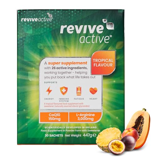 Revive Active Tropical Super Supplement - 26 Active Ingredients in 1 Daily Sachet - Vitamins C, D, K2, L-Arginine - Supports Overall Health & Immune System - 30 Day Supply