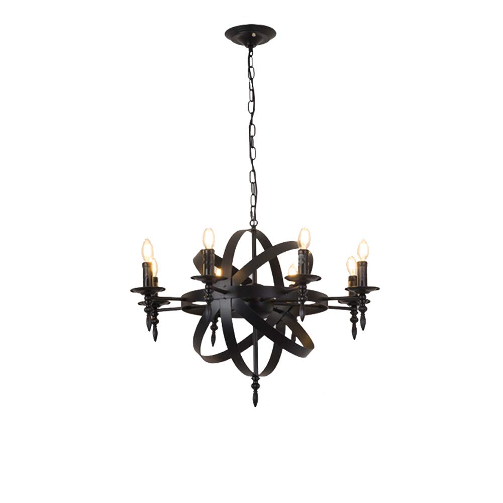 Diametre 65cm 6 Tetes De Lampe Style De Chateau Pendentif Medieval Chandelier Rond Lustre Pendentif Lumiere Noire En Fer Forge Taille Massive Pour Un Lustre De Salon Ou Maison De Campagne Lustres