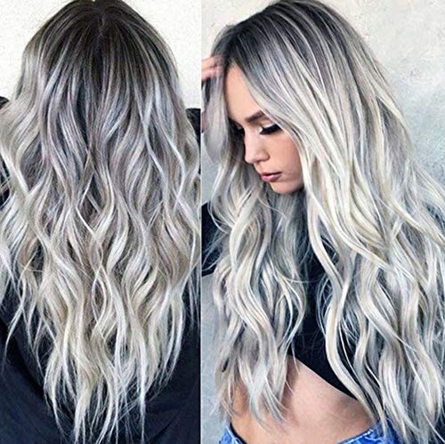 Perruque COS longue bouclée cheveux gris dégradé cosplay anime style américain