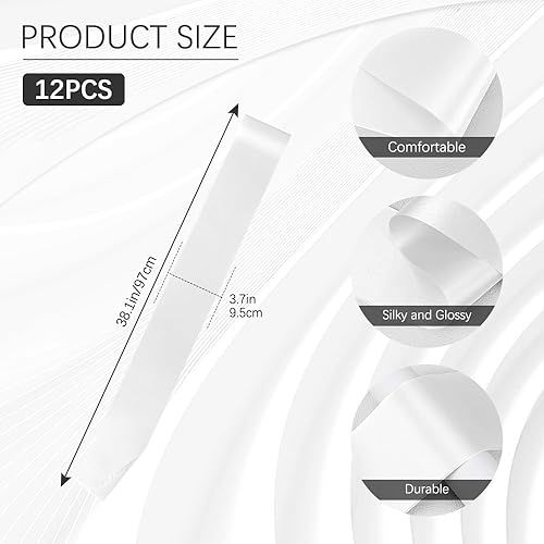 Miniatura 2 de Faja de satén en blanco para cumpleaños, 12 unidades, dulce 16 decoraciones de fiesta, regalos de fiesta Miss Universo, fajas blancas para