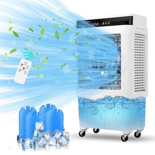 TROPOW 1800CFM Evaporative Air Cooler, Swamp Cooler With 8.4 Gallon Water Tank & 4 Ice Packs, 3 Modes & Wind Speeds for Outdoor Indoor Garage